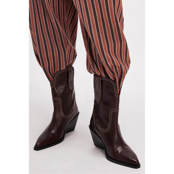 Free People Pitchfork Point Western Leather Cowgirl Boots in Brown - Picture 10 of 11